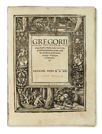 GREGORY of Nyssa, Saint. Mystica Mosaicae vitae enarratio, perfectam formulam vivendi, cuilibet Christiano prescribens.  1521